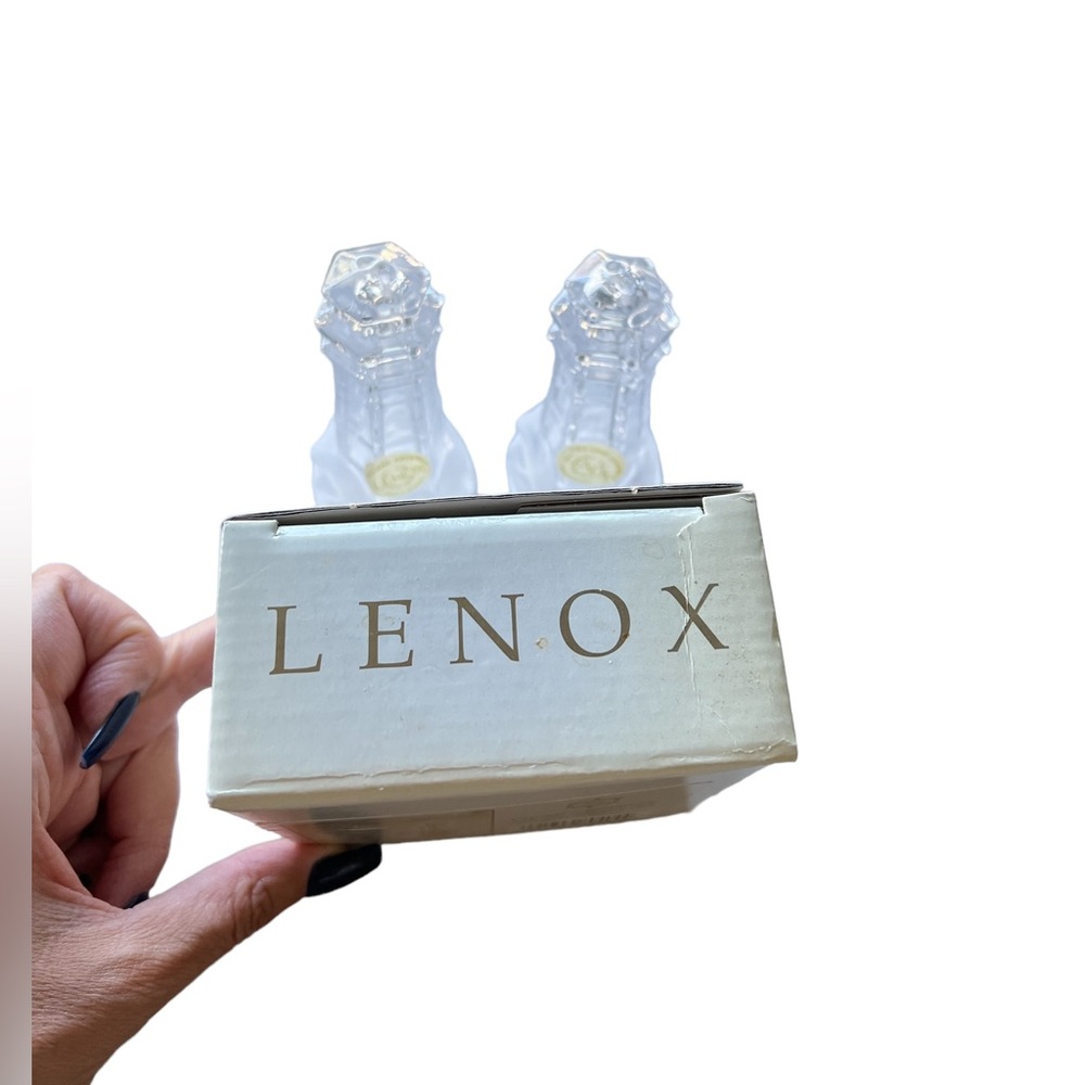 Lenox Crystal Vintage Lighthouse Salt and Pepper Shakers-New In Box